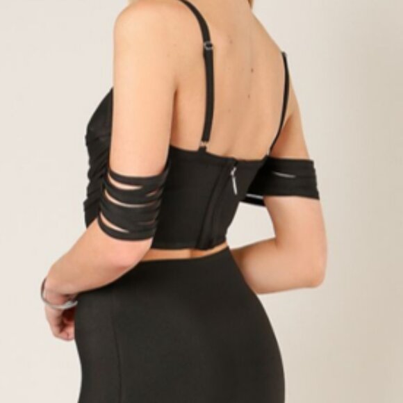 Black fringe Off Shoulder Top - Picture 2 of 3